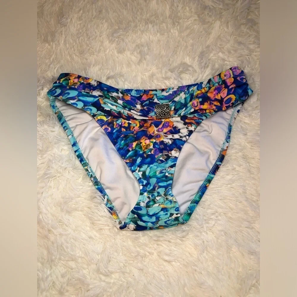 Colorful Water colors Blue Bikini Bottoms size 6